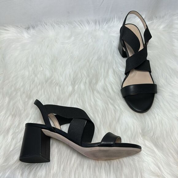 Cole Haan Grand Series Black Leather/Elastic Strap Sandals Sz 10 - Picture 2 of 7